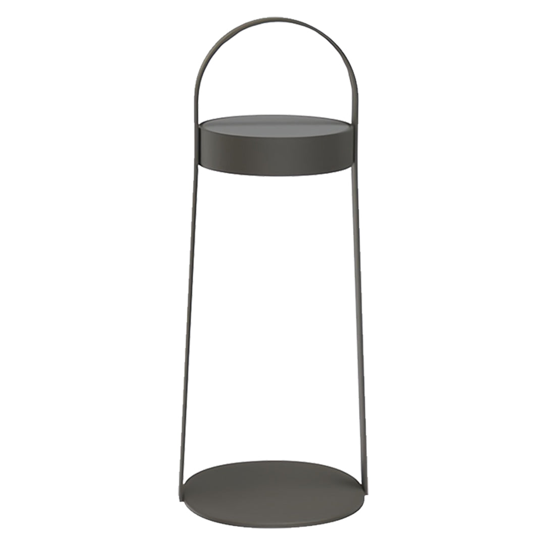 White outdoor landscaping lighting lantern with clean silhouette and soft light panel.