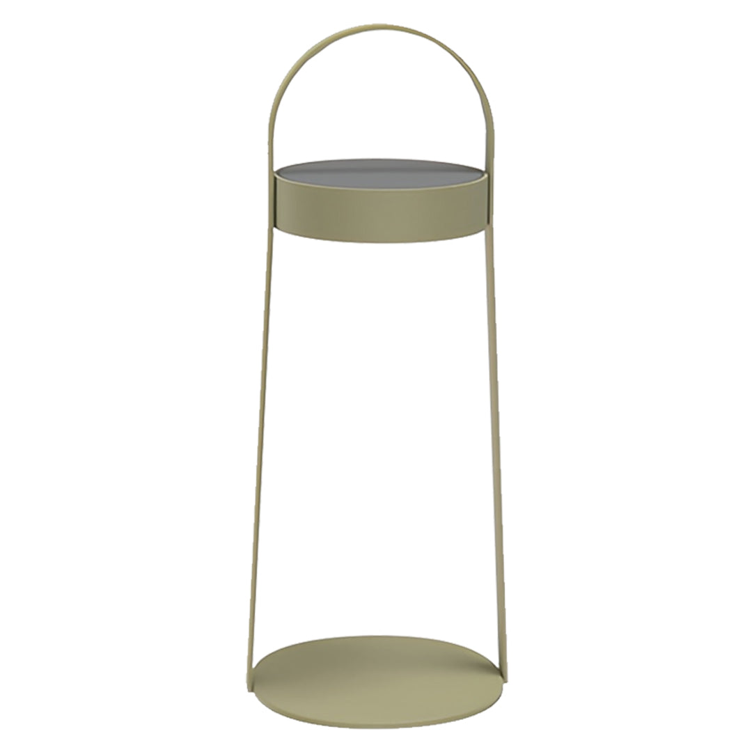 Olive outdoor landscaping lighting lantern featuring soft diffused illumination.