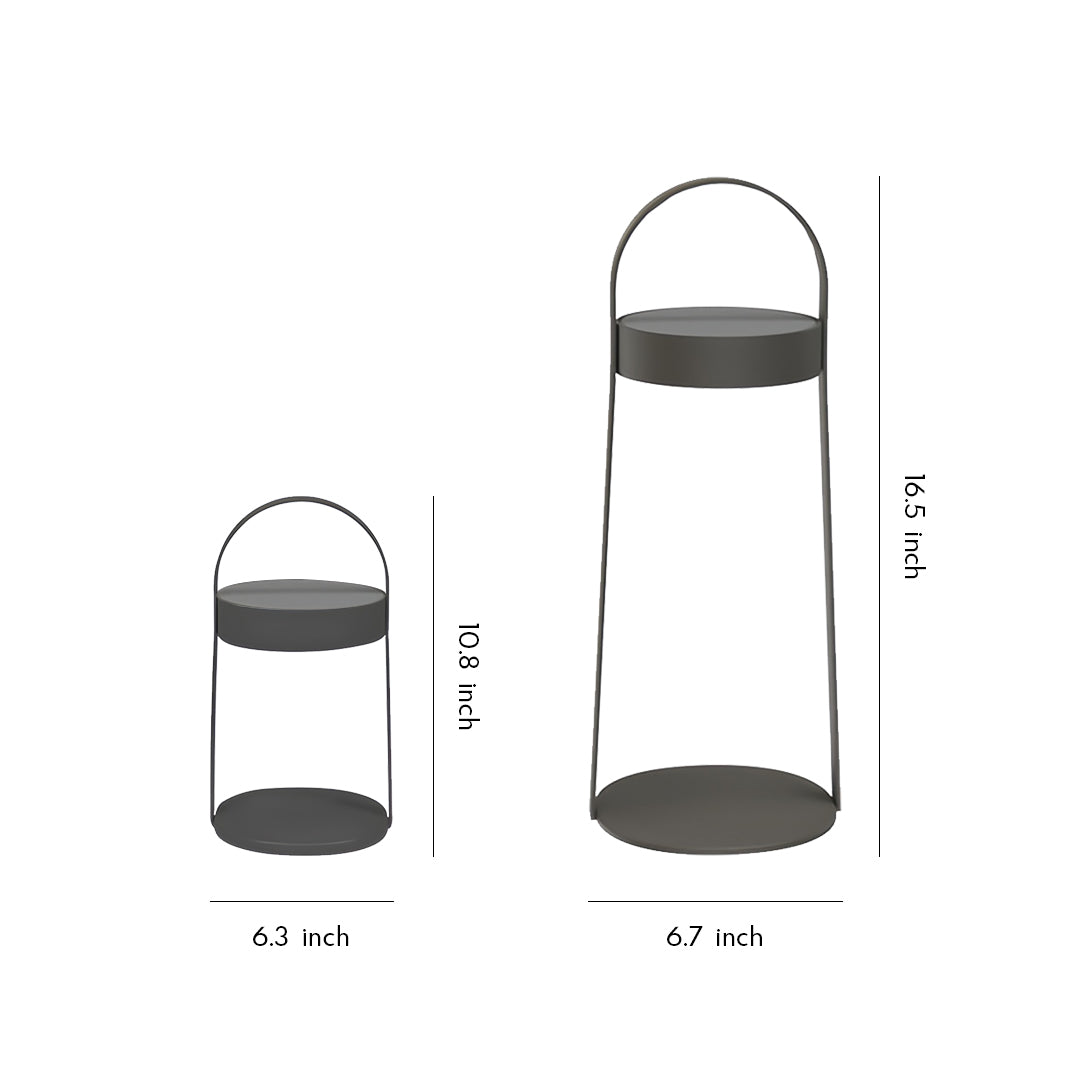 Modern white outdoor landscaping lighting lantern set with minimalist portable design.