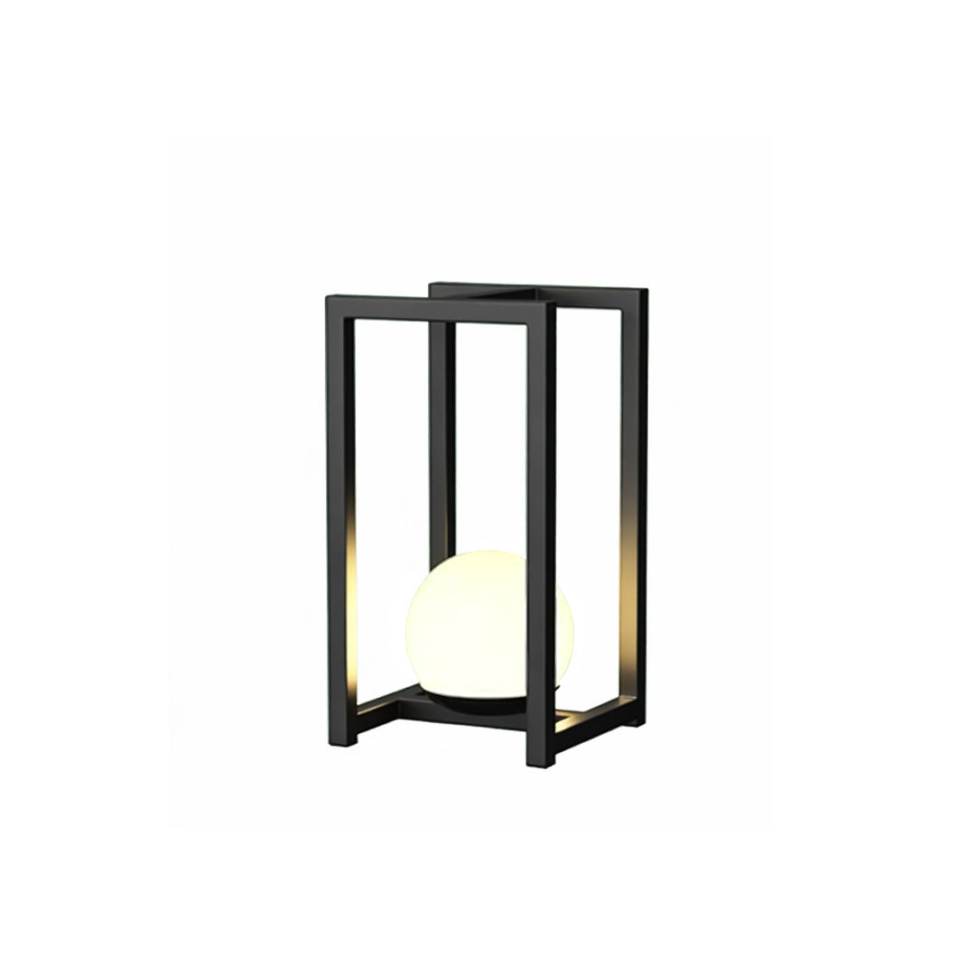 Compact rectangular outdoor lanterns black design with clean vertical frame and soft interior lighting.