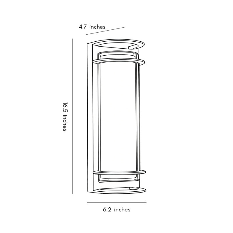 Technical diagram showing dimensions and structure of outdoor LED light fixtures wall mount models.