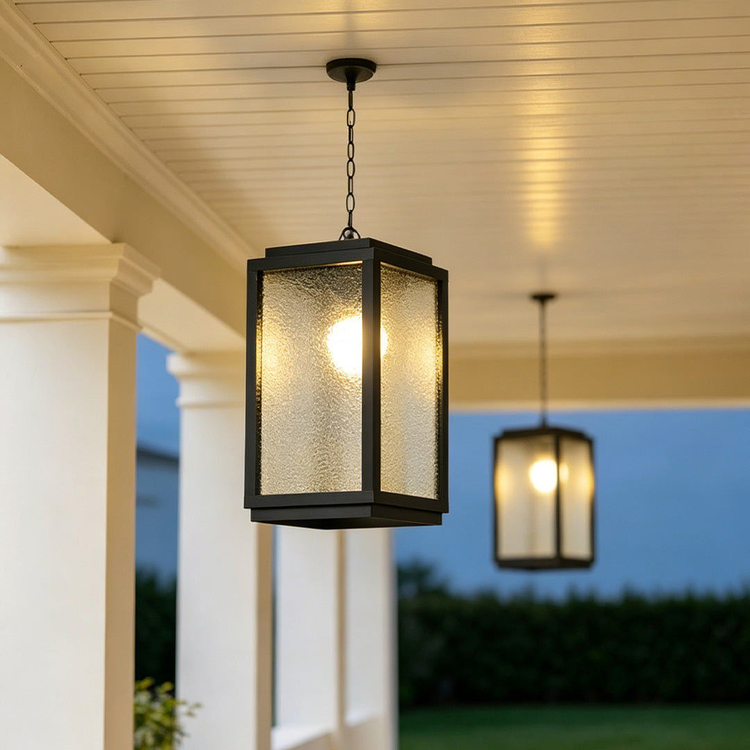 Outdoor LED pendant light fixtures providing energy-efficient and stylish illumination for patios, porches, and outdoor living spaces