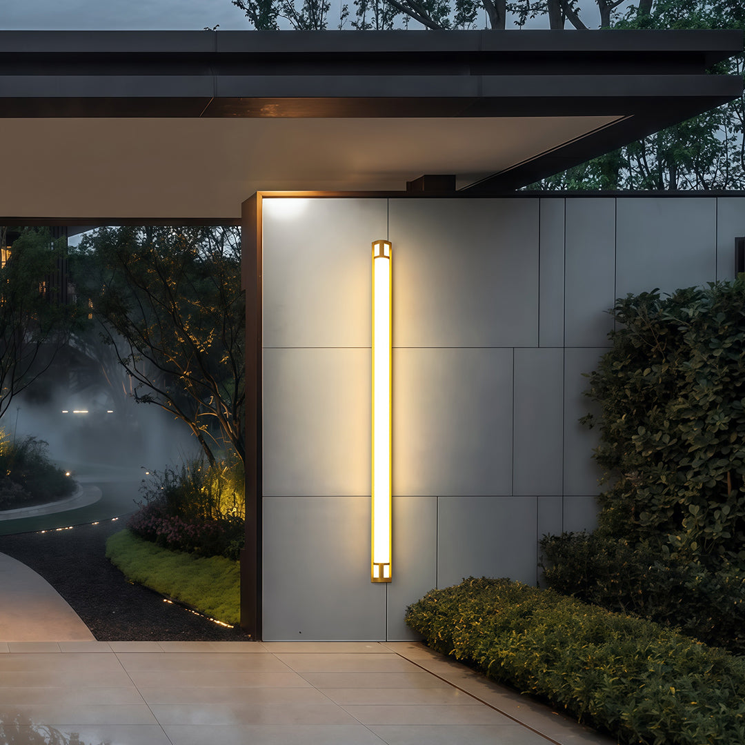 Modern luxury chandeliers style outdoor led wall sconce lighting on contemporary building exterior