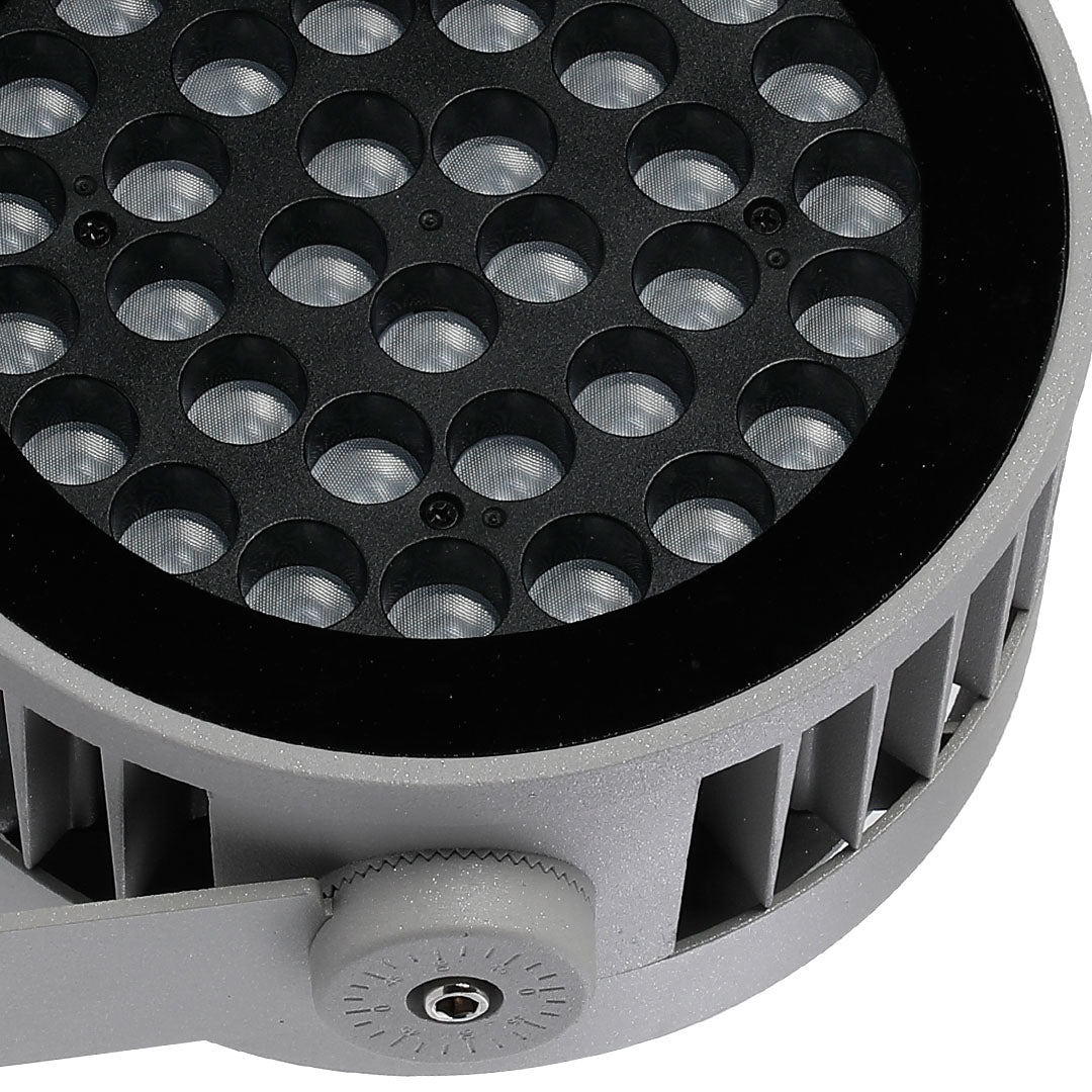 Close-up view of outdoor lighting LED spotlight showing high-performance LED lens array design