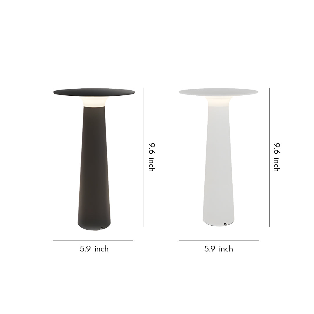 Modern outdoor led table lamp set in black and white finish displayed on a clean background.