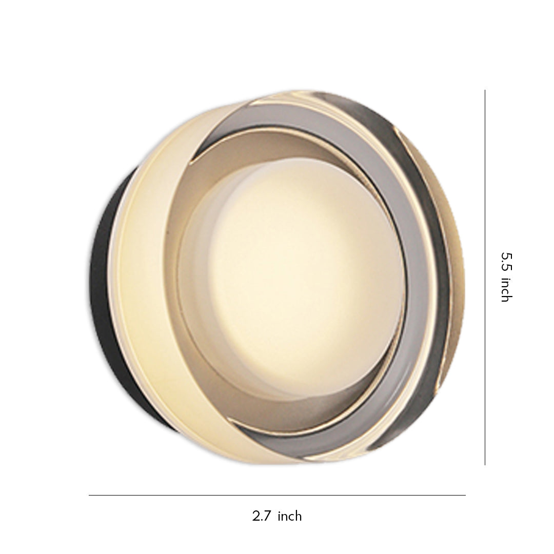 Round modern outdoor light fixtures wall design featuring a frosted diffuser and metal trim in a clean studio view.