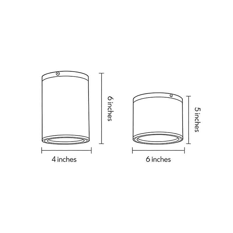 Technical diagram showing dimensions and structure of outdoor lighting downlights models.