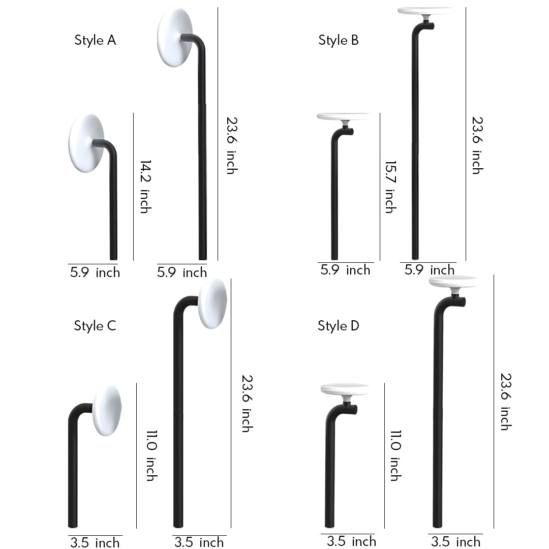 Diagram sheet showing multiple outdoor lighting path lights models and configurations in technical line drawings.