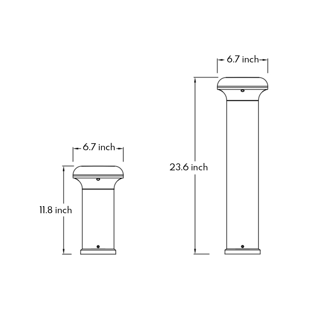 Technical blueprint with measurements and cross-section view of outdoor lighting fixture