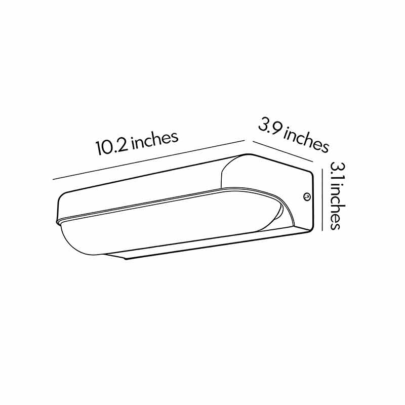 Technical diagram of outdoor lighting wall showing dimensions and installation details.