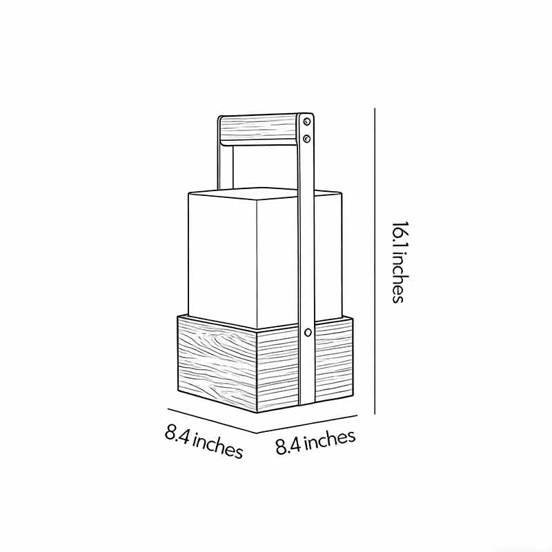 Technical diagram of outdoor lights lanterns showing dimensions and installation details.
