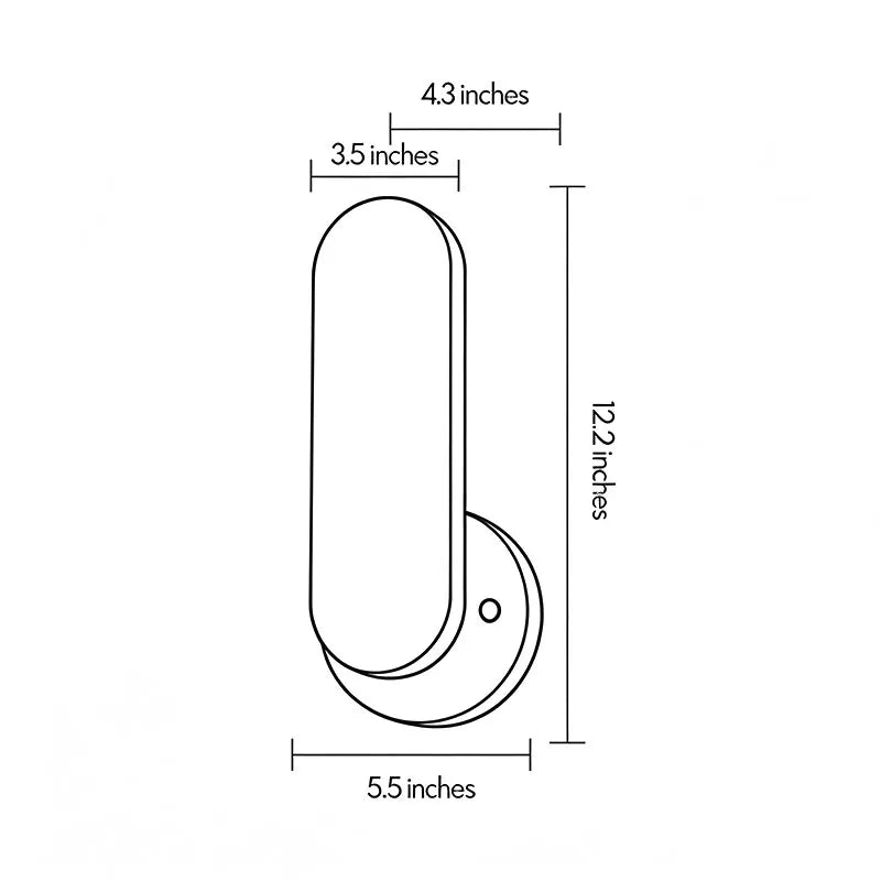 Outdoor modern wall lighting dimension diagram showing a 12.2-inch height and 5.5-inch width.