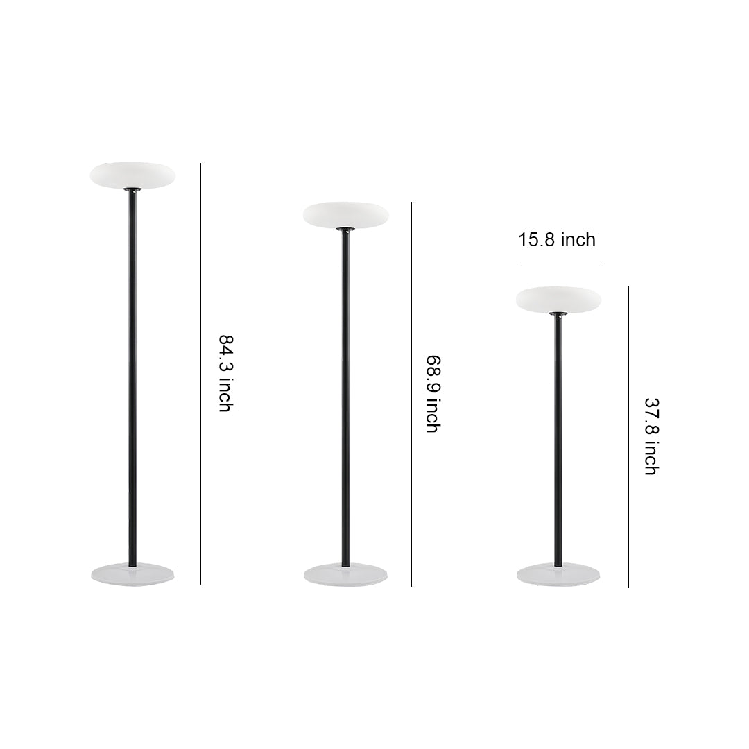 Outdoor patio floor lamps dimensions and installation guide, modern and minimalist design illustration