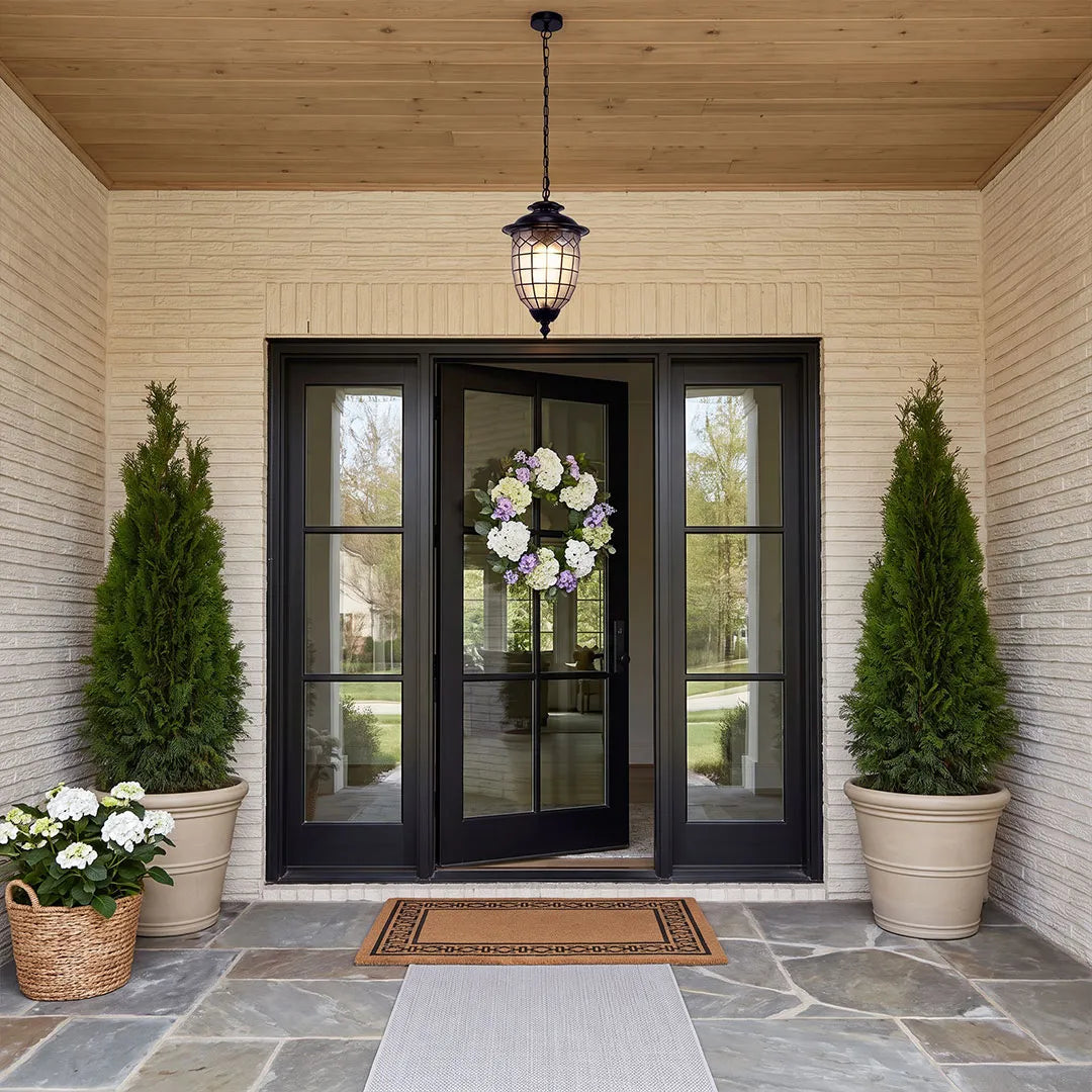 vintage european outdoor hanging lantern for a covered porch