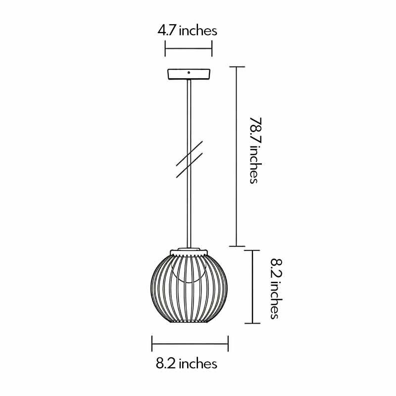 Technical diagram of outdoor pendant lighting modern showing dimensions and installation details.
