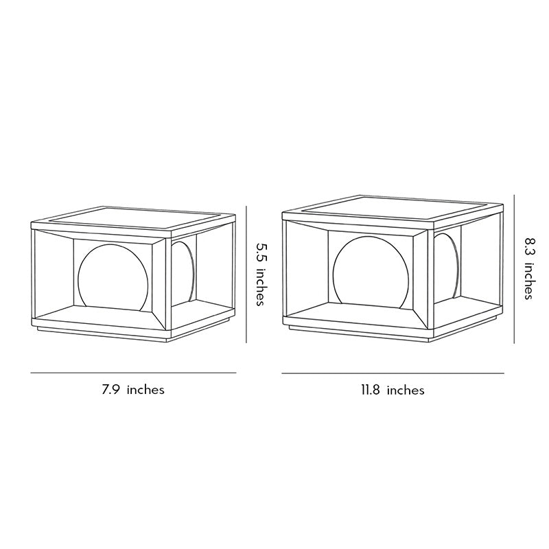 Technical diagram showing dimensions and structure of outdoor pillar light models.