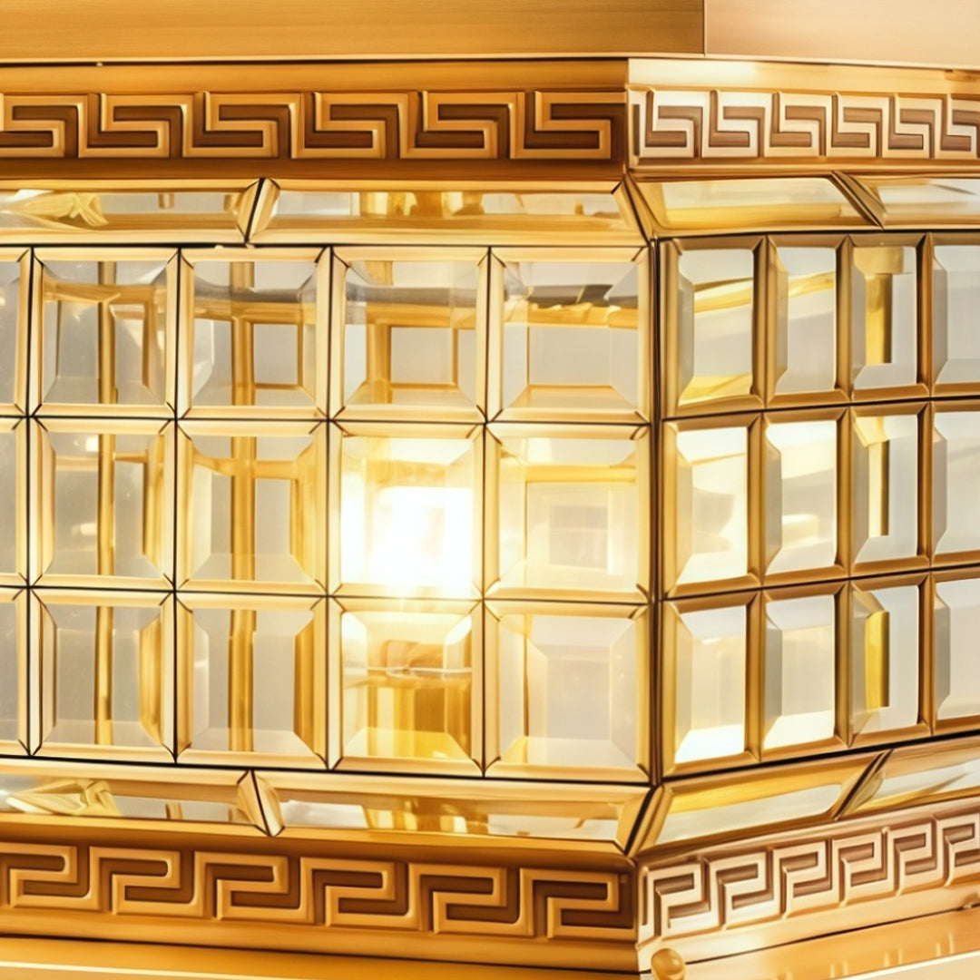 Detailed view of luxury outdoor pillar lights solar featuring textured crystal-style glass panels.