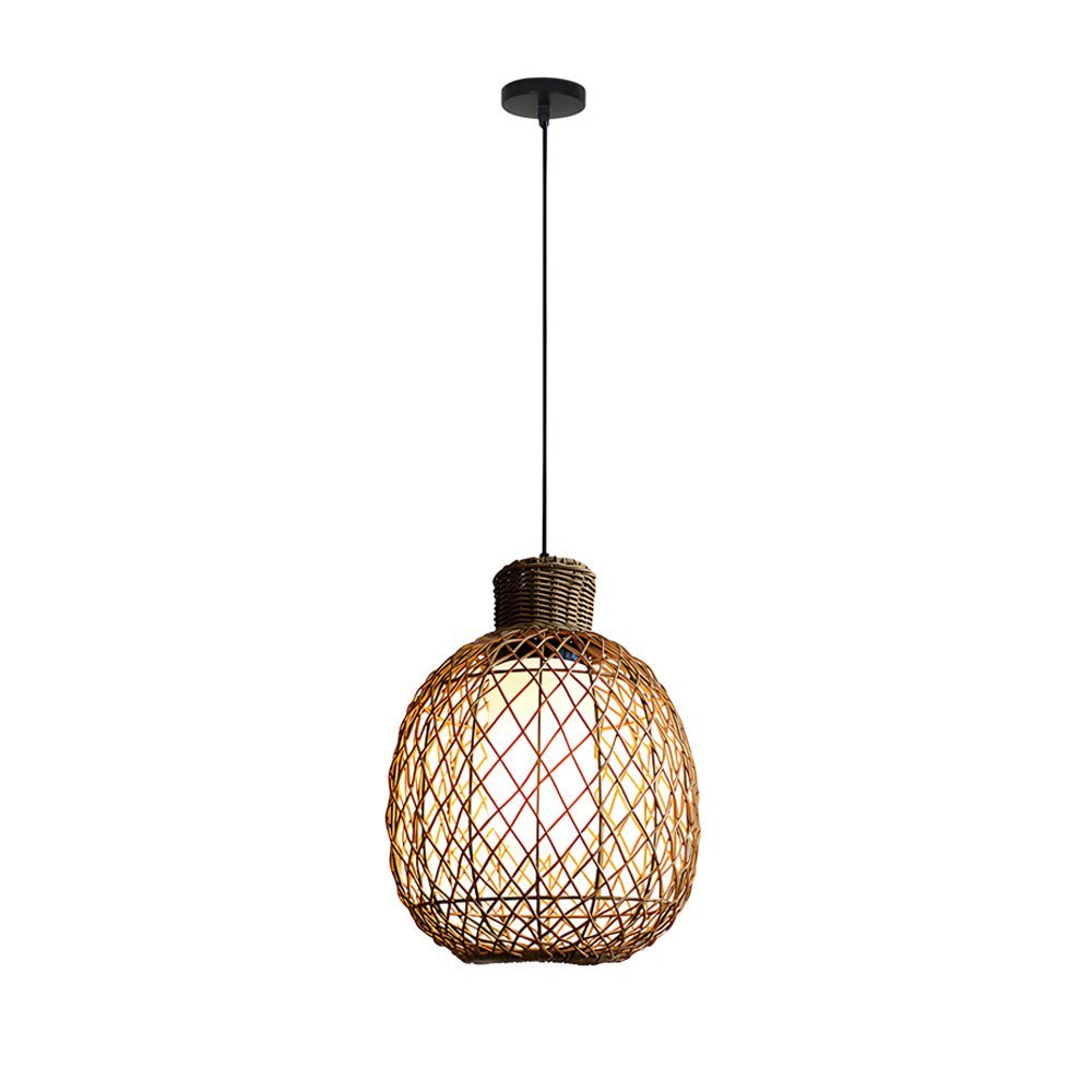 Outdoor Rattan Pendant Lights 10W Rustic Modern LED Ceiling Hanging Lantern Lights