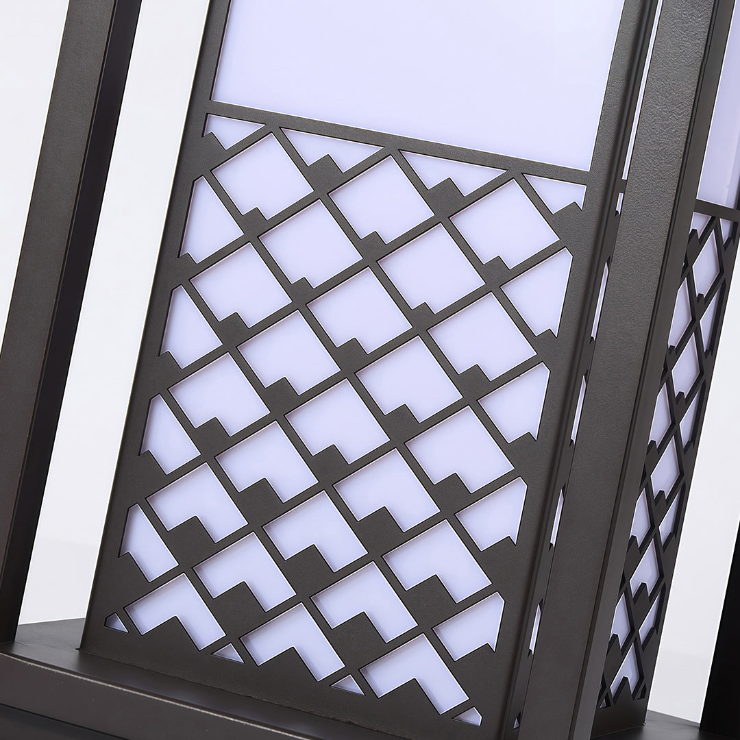 Bollard light fixture in a tranquil outdoor setting, featuring a modern design with a soft glow for evening relaxation.