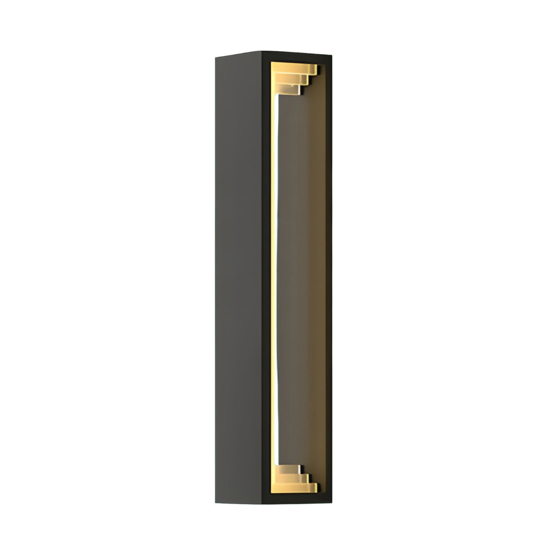 Contemporary outdoor sconce modern light with a narrow body and elegant warm-toned interior.