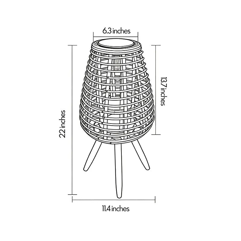 Outdoor solar floor lamps dimension drawing showing the fixture height, width, and solar panel size.