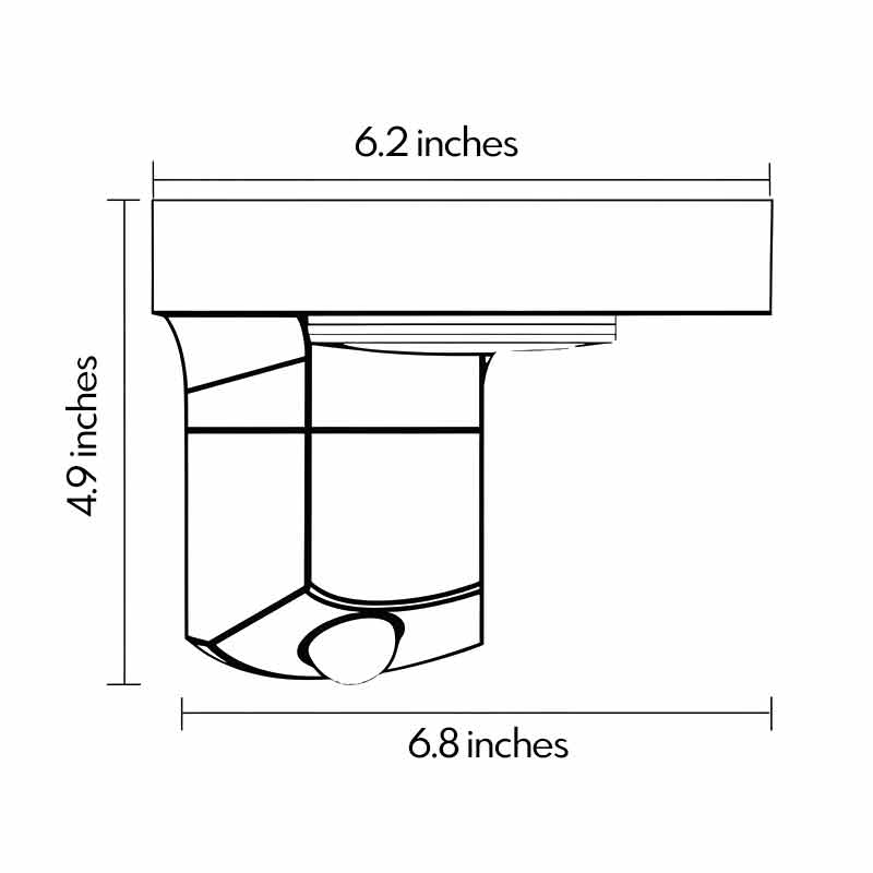 Technical diagram of outdoor solar lighting wall mount showing dimensions and installation details.