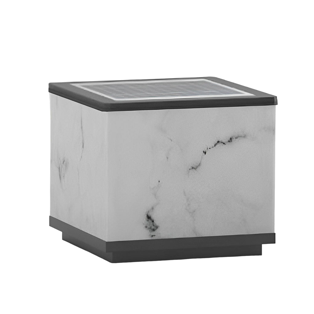 Outdoor stone pillar lights with a marble finish, highlighting the elegant and luxurious design.