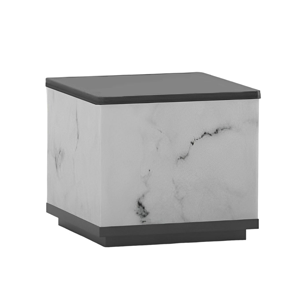 Outdoor stone pillar lights with a square design, displayed on a white surface for clarity.