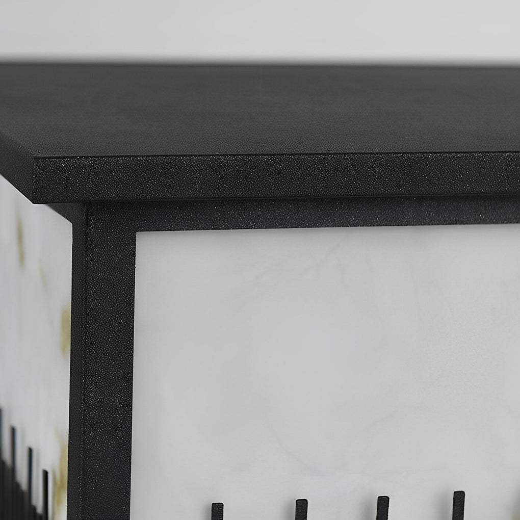 Outdoor stone pillar lights displayed against a white background, highlighting the modern design.