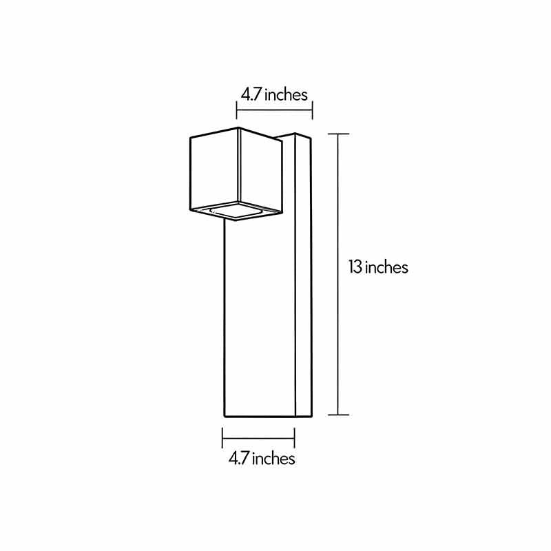 Outdoor stone wall lighting dimension drawing showing the fixture size and proportions.