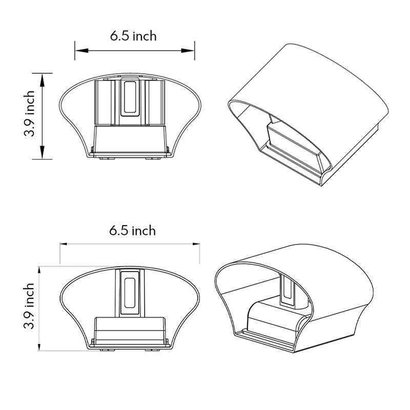 Line drawing of outdoor up down wall light dimensions, providing installation specifications.