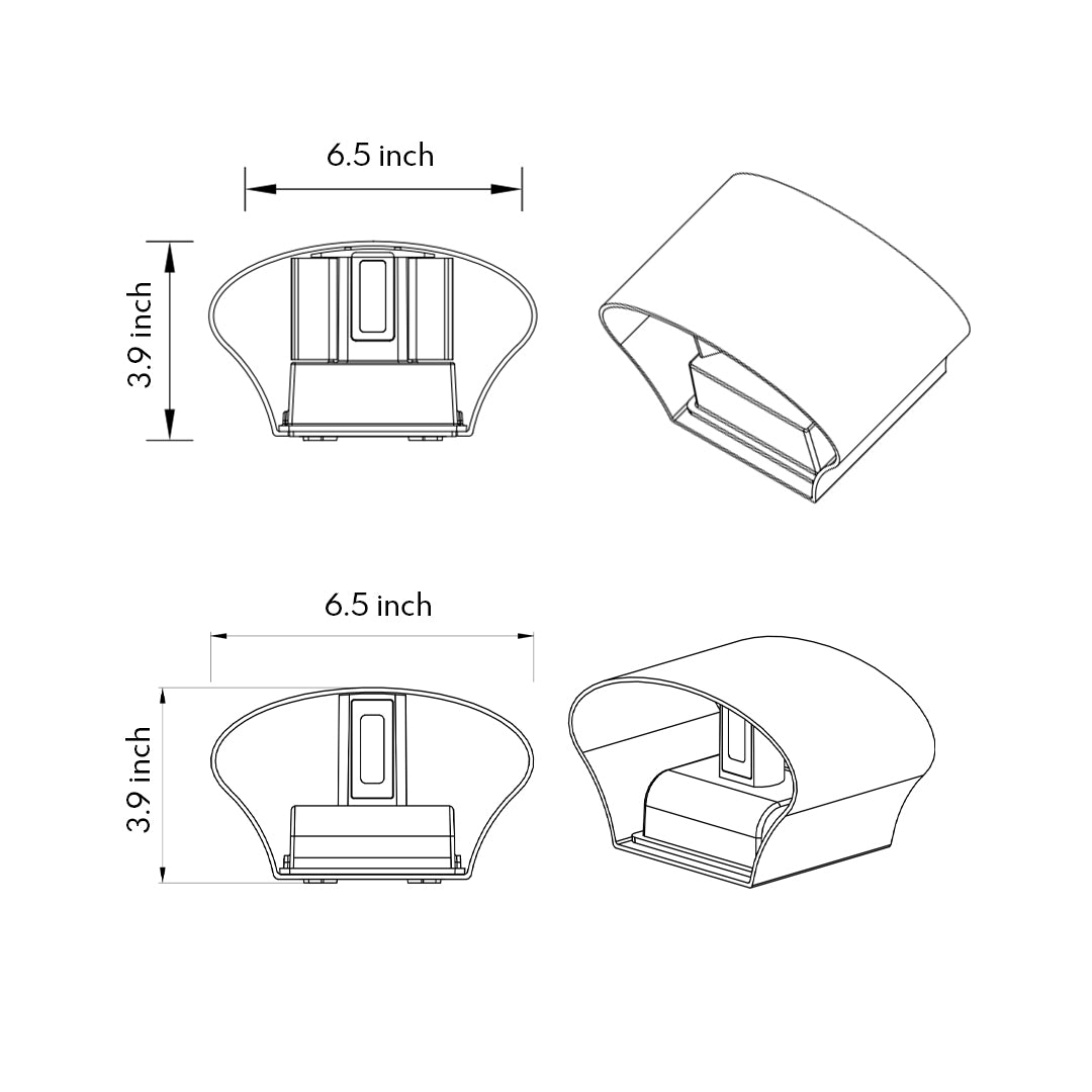 Outdoor up down wall light technical drawing showing installation dimensions and mounting specifications