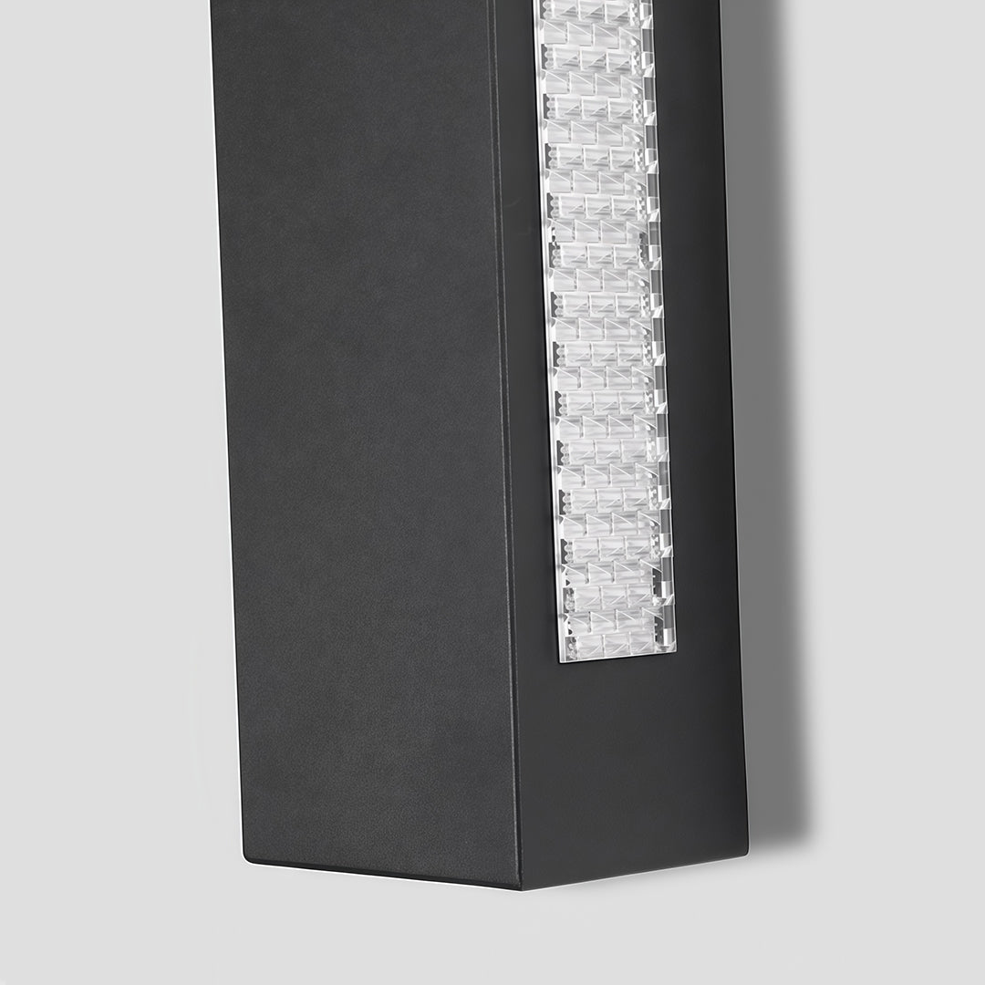 Modern luxury chandeliers inspired outdoor wall mount lights detail showcasing textured panel design