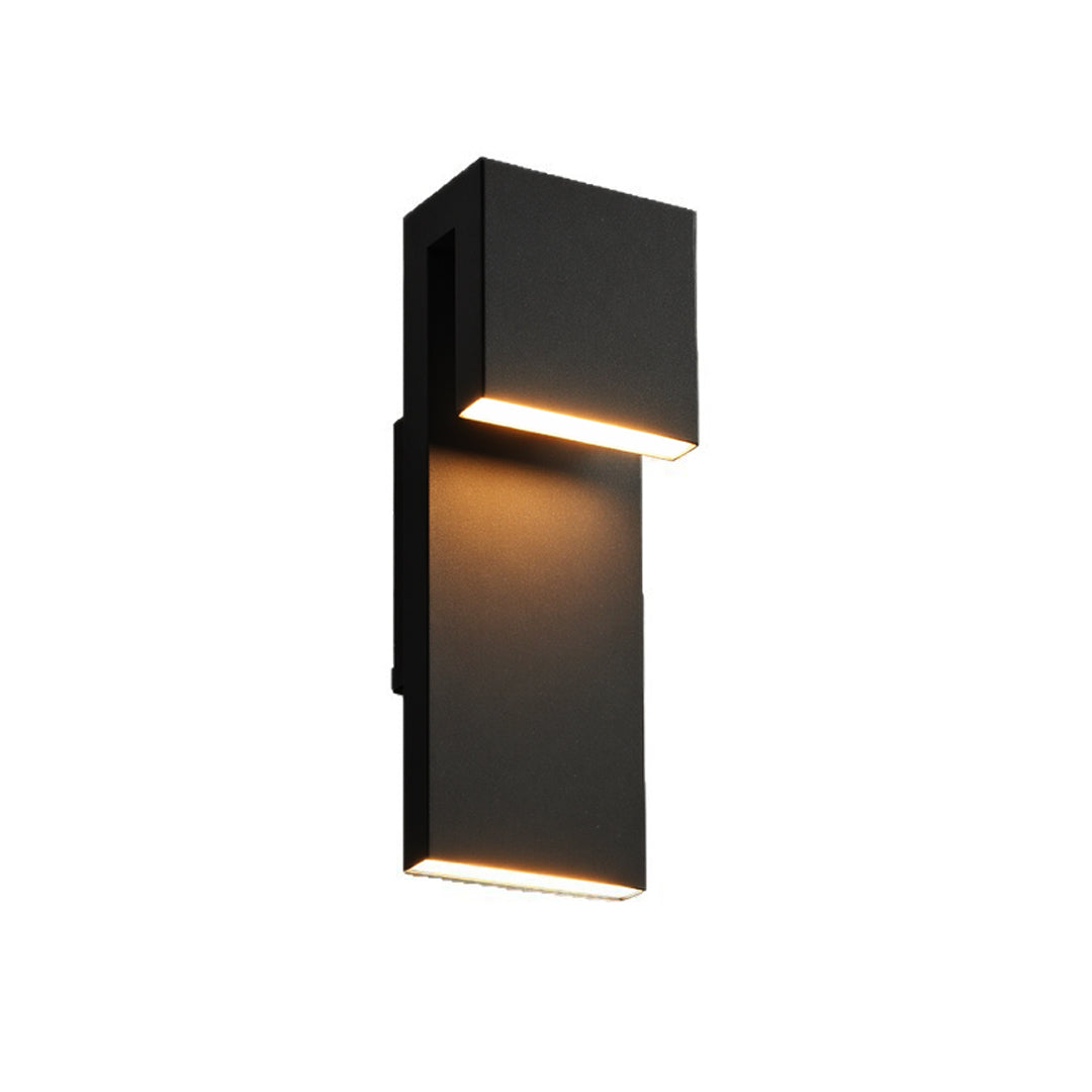 sleek industrial outdoor wall light featuring modern vertical design and warm downlight
