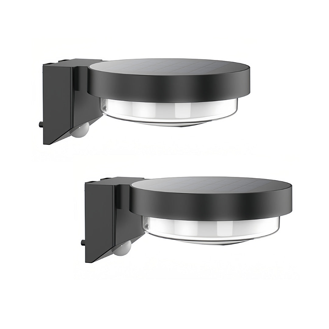 Modern outdoor wall sconce with slim circular LED housing and streamlined silhouette.