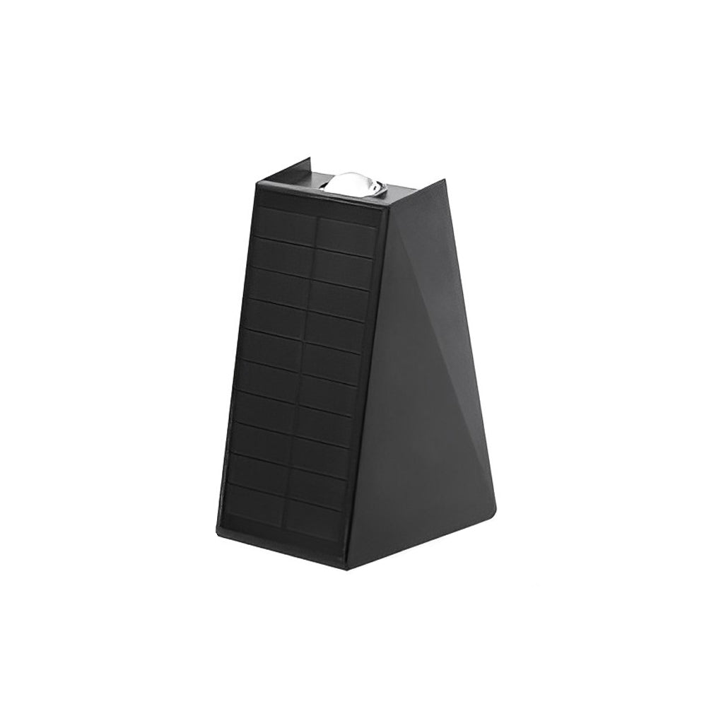 Outdoor wall sconce up and down lighting with a black body, displayed in a 3D render.