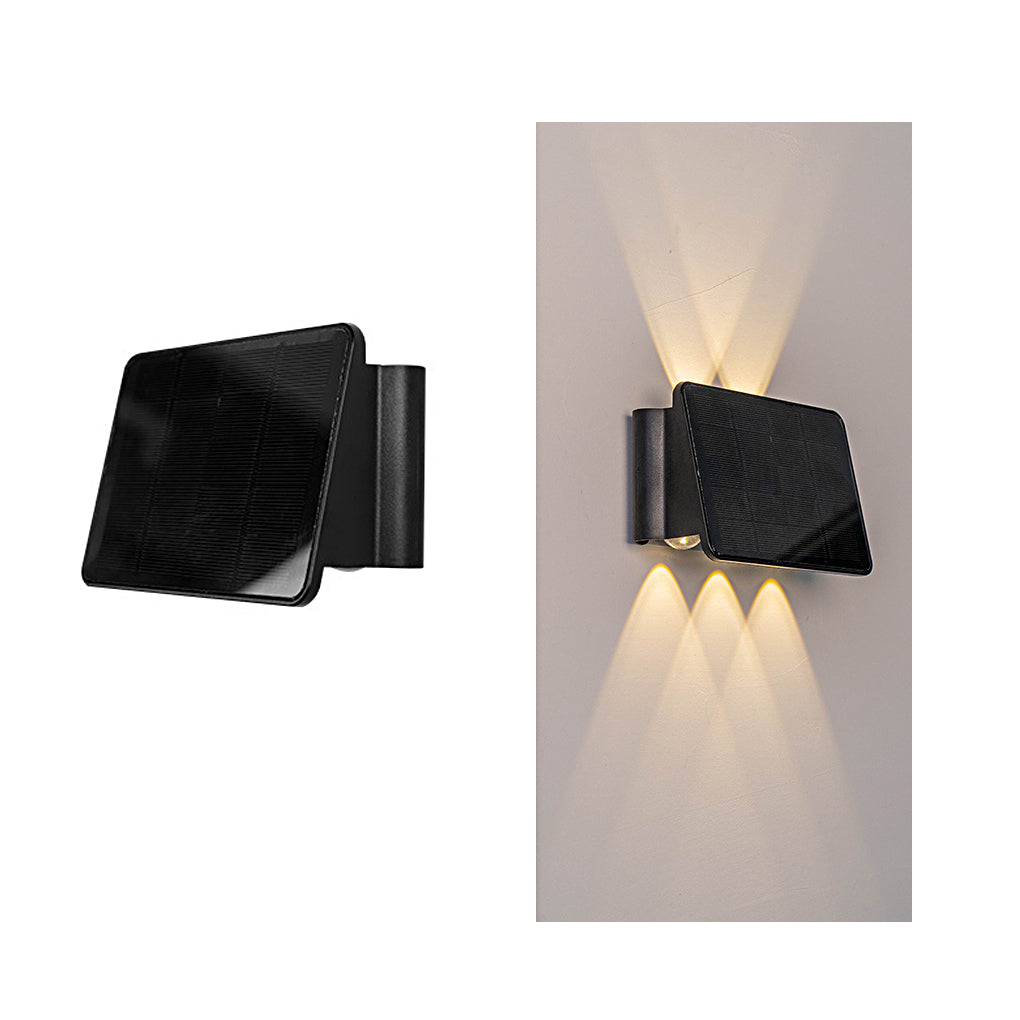 Outdoor wall sconce up and down lighting with a square shape, displayed against a white background.