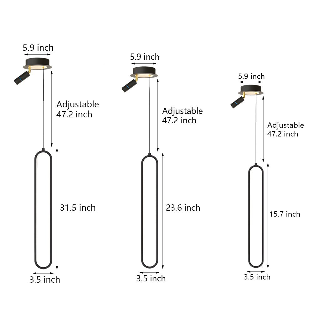 Oval Aluminum LED 3 Step Dimming Modern Pendant Lights with Spotlights