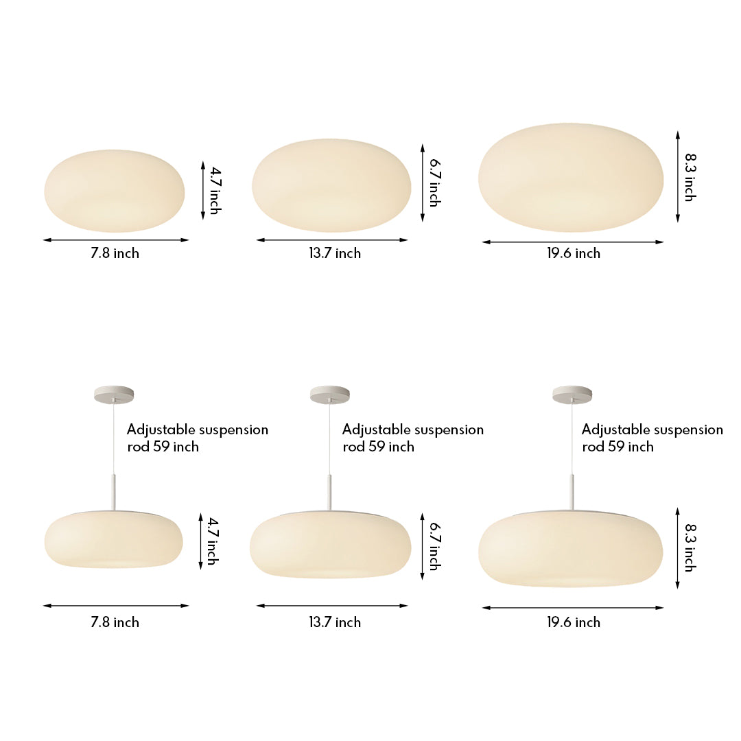 Modern contemporary led pendant lights with oval white shade and sleek hanging design