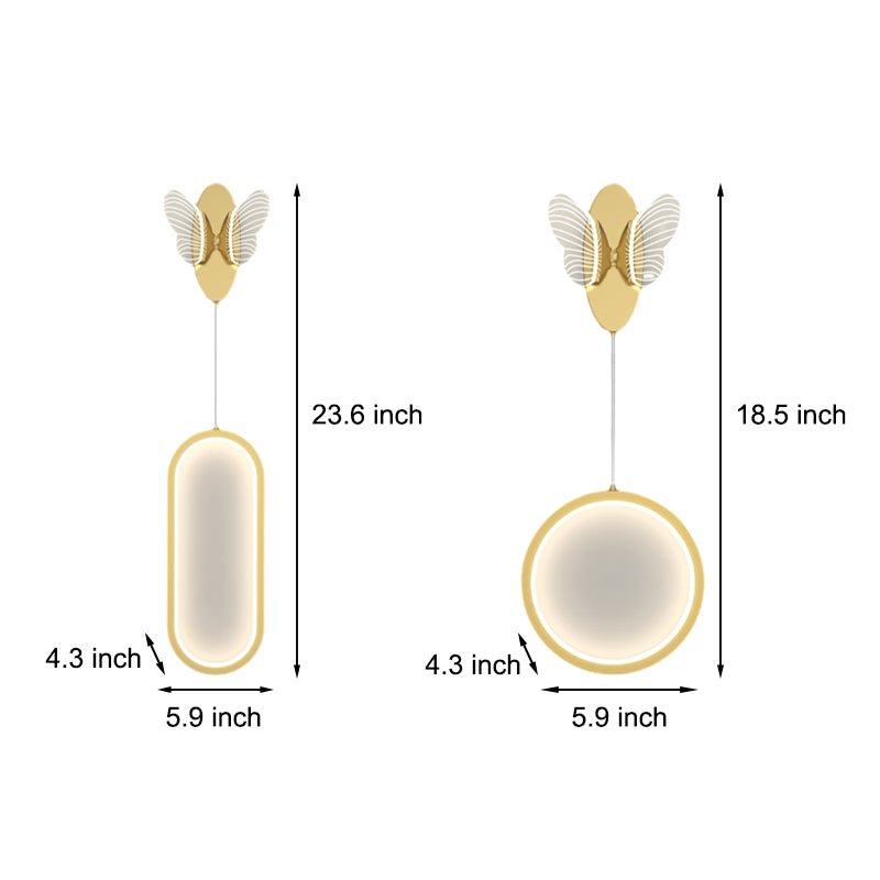 Oval Round Butterflies Three Step Dimming Modern LED Wall Lights Fixture