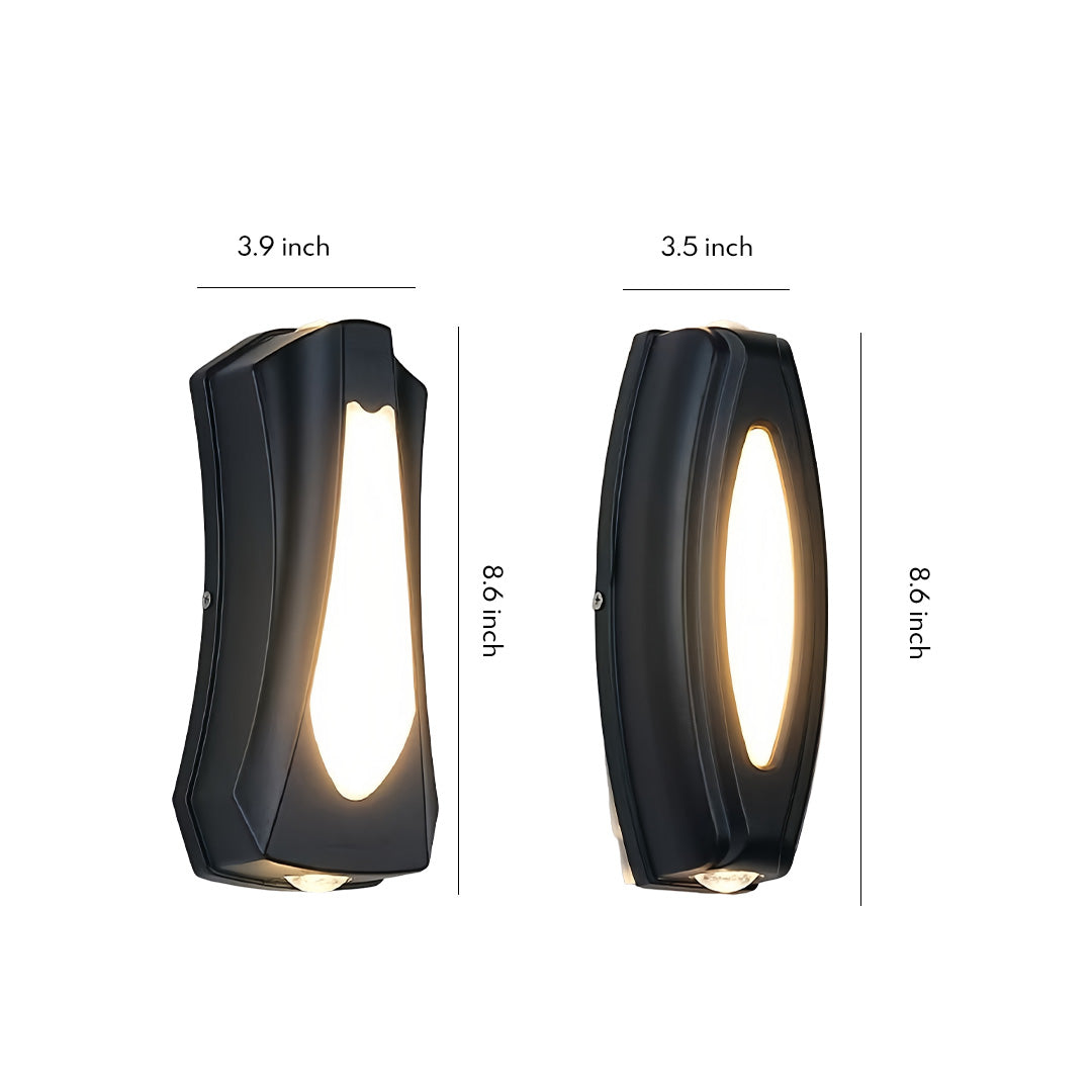 Sleek oval-shaped outside up down wall lights displayed against a plain background, highlighting the fixture design.