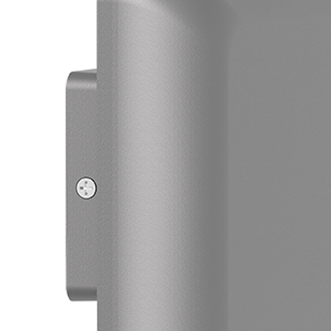 Waterproof outdoor wall light brightening contemporary entrance with wood door and warm interior view