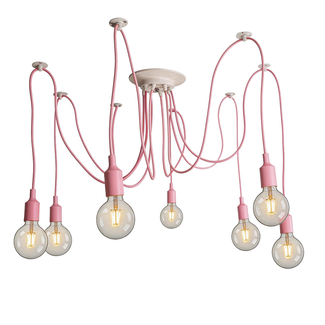 Pastel pink spider chandelier lighting for nursery or girls room decor.