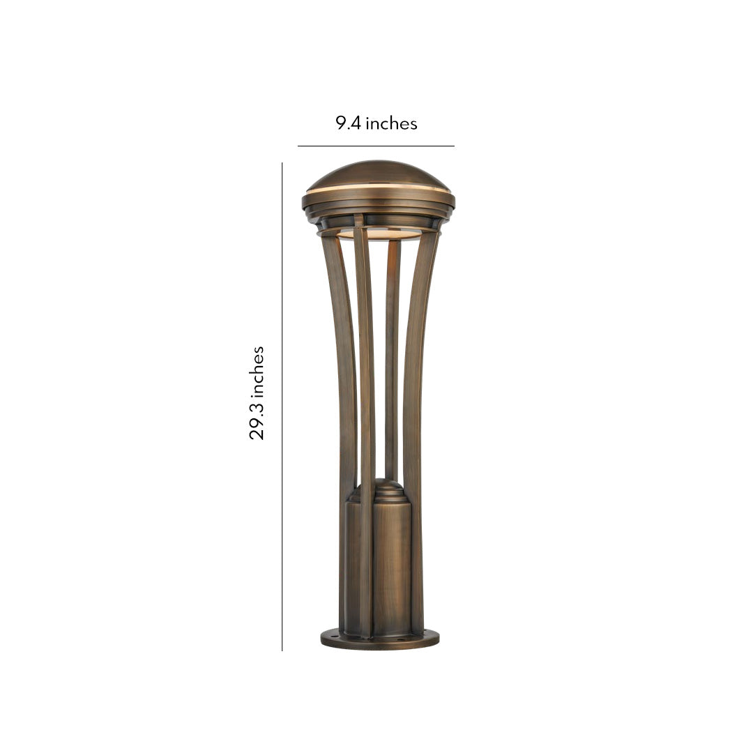 Modern metal path light stakes with slim cylindrical design, shown on a clean background for outdoor pathway lighting.