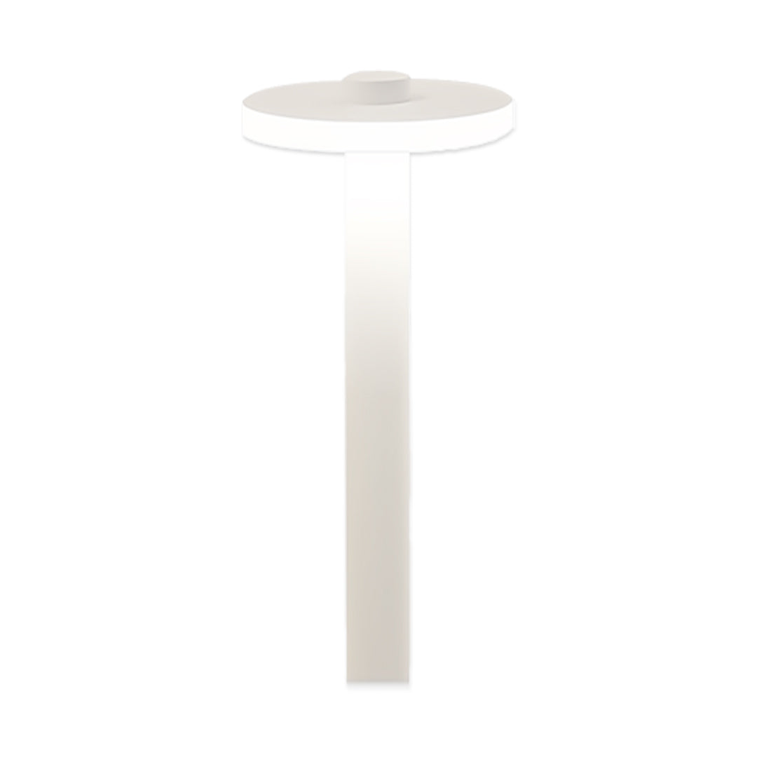 Soft-glow white path lighting outdoor post light with a clean cylindrical form and round top.