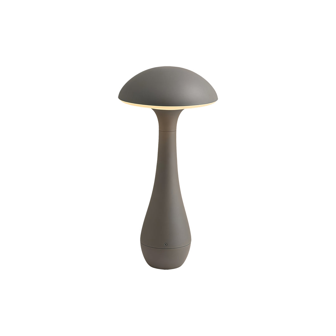 Pathway landscape lights with decorative mushroom-top design in a modern gray finish.