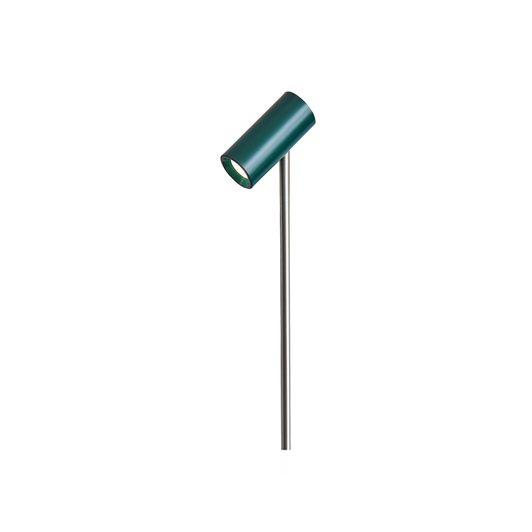 A modern angled outdoor lamp with a slim vertical pole, designed for stylish and efficient pathway outdoor lighting.