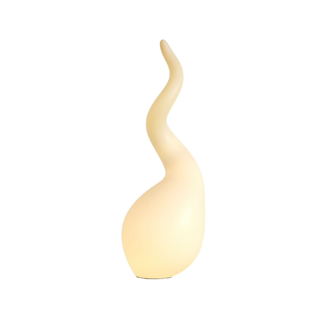 Patio outdoor floor lamps tall sculptural version with glowing modern exterior lighting design.