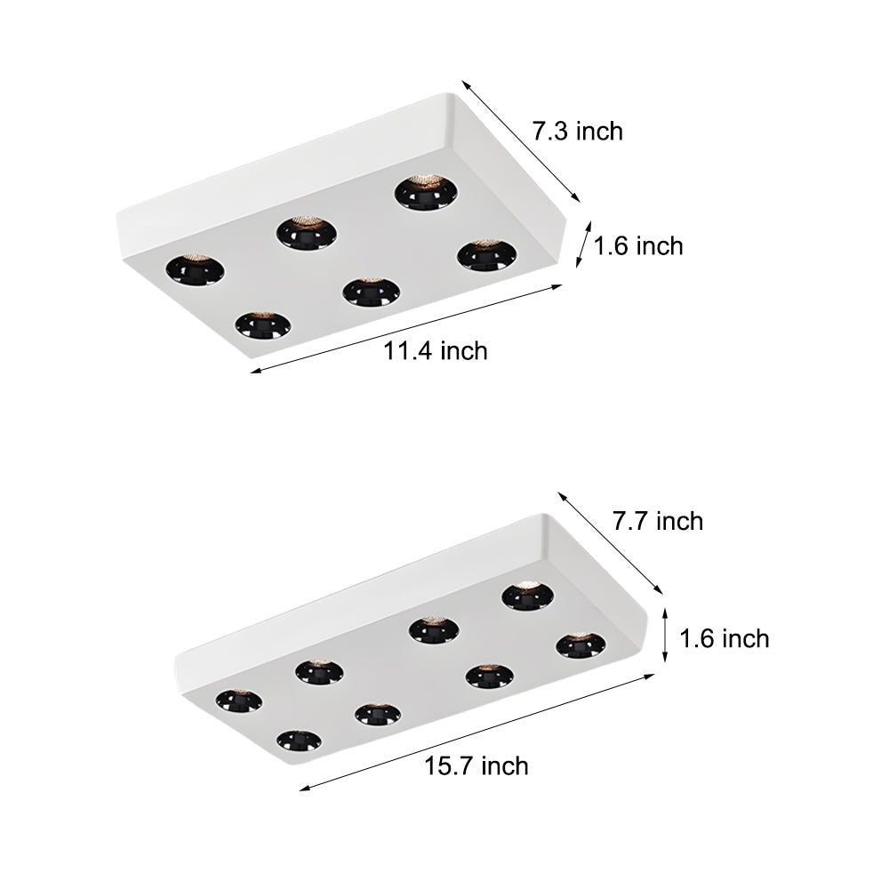 Peg Rectangular 6/8 - Light White LED Flush Mount Light