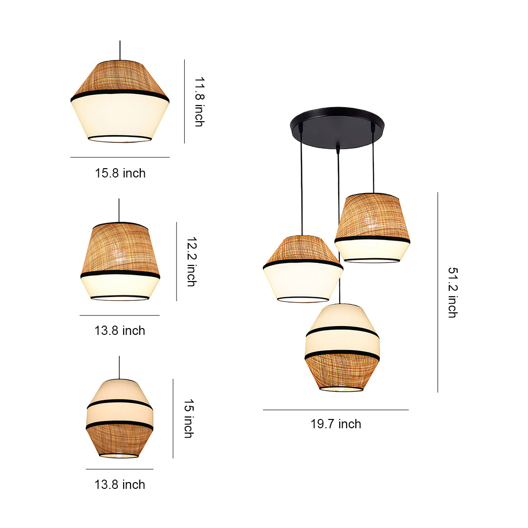 Pendant light with a fabric shade featuring a modern design, creating a warm and inviting atmosphere.